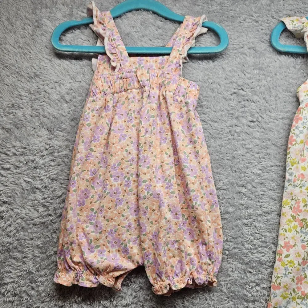 Carter's Baby Girl Floral Rompers Size 6 Months Spring Summer Ruffle Sleeveless